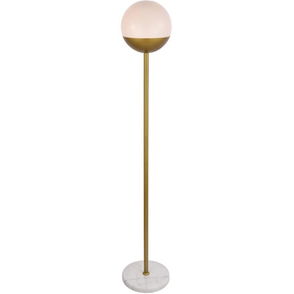 Living District 62 in. Eclipse 1 Light Floor Lamp Portable Light with Frosted White Glass, Brass LD6150BR - main
